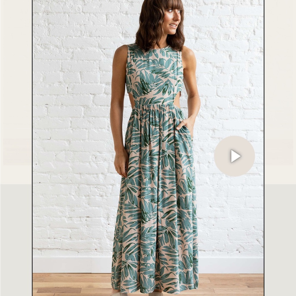 Miou Muse Greenery Cut Out Sides Maxi Dress, size S, like new